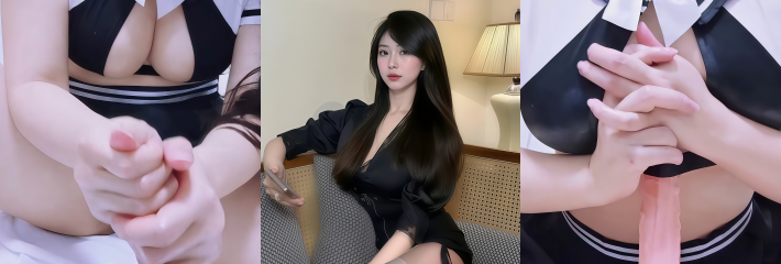 ASMR巨乳主播 白艿菟 身穿黑白水手服镜头怼脸 双手按摩手冲乳交 声控视觉双重体验